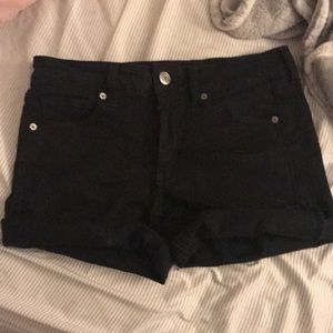 AE Black denim midi shorts